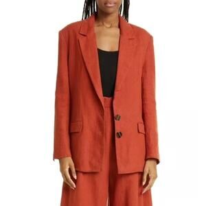 Farm Rio Burnt Orange Linen Blazer Large NWOT
